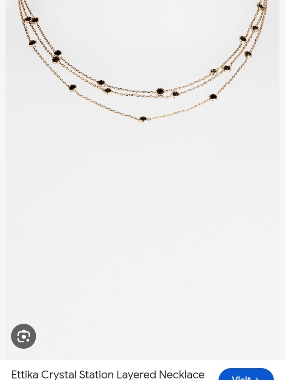 ettika Gold Layered Necklace with Black Crystal Stations